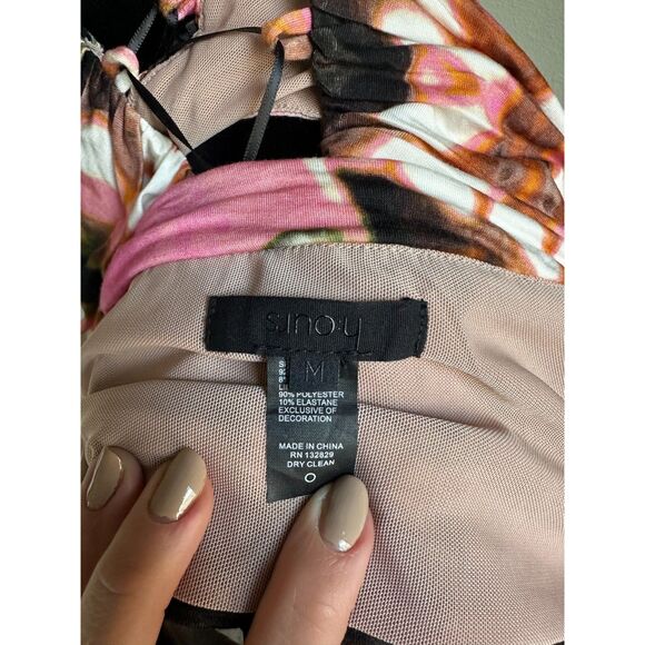 NWT H:OURS REVOLVE Women's Ignacia Crop Top in Pink Butterfly Lace Up Size M - Picture 9 of 10